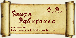 Vanja Mabetović vizit kartica